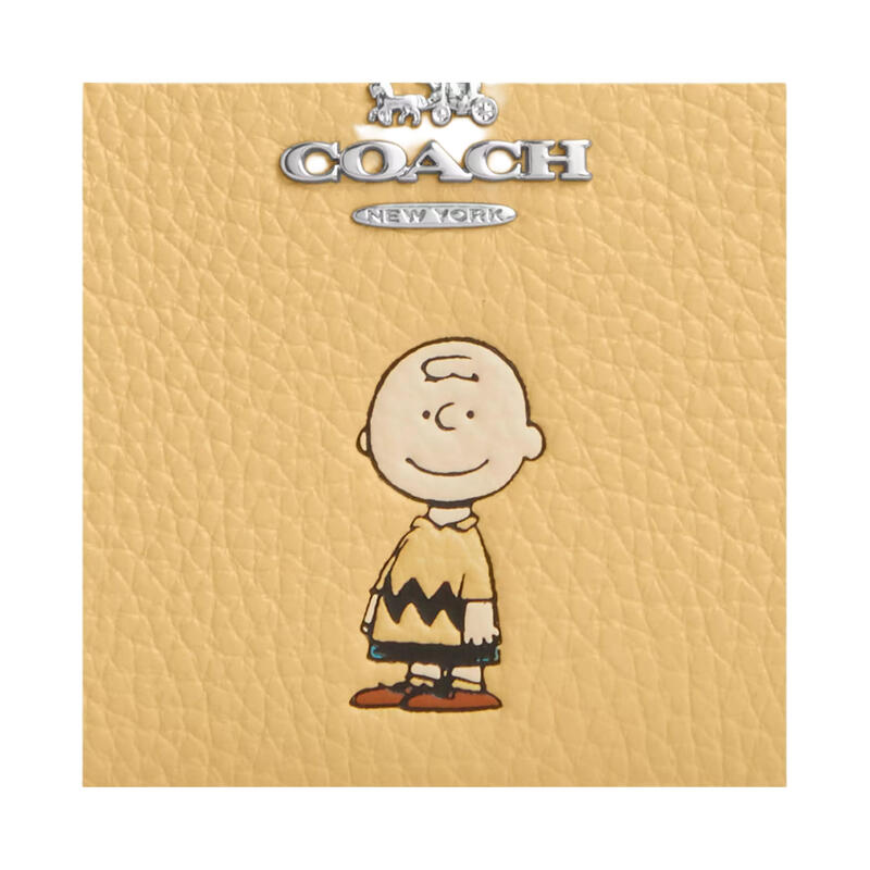 COACH x PEANUTS joint model Charlie 10 Brown brand logo pebbled leather wallet yellow