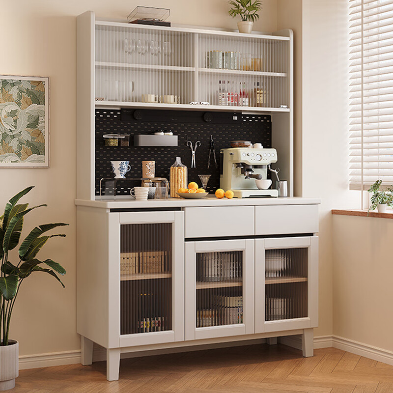 Avica solid wood sideboard wall-mounted integrated storage cabinet modern minimalist home living room wine cabinet kitchen multi-functional storage rack walnut color 80CM sideboard