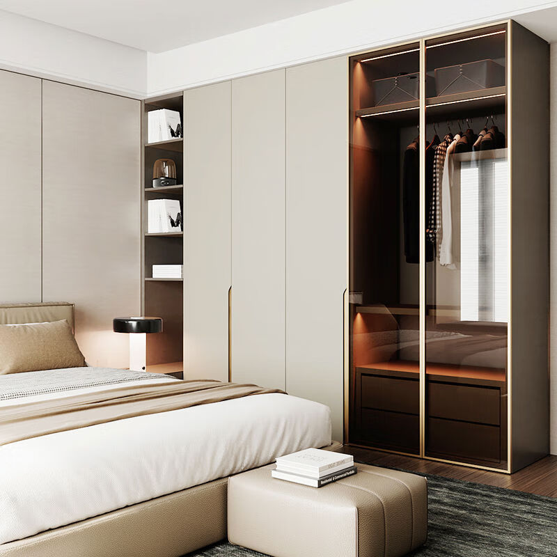 Aoyanlai customized walk-in wardrobe cloakroom home bedroom space customized wardrobe whole house customized Monina customized gold, please consult customer service for details to enjoy 1 square meter