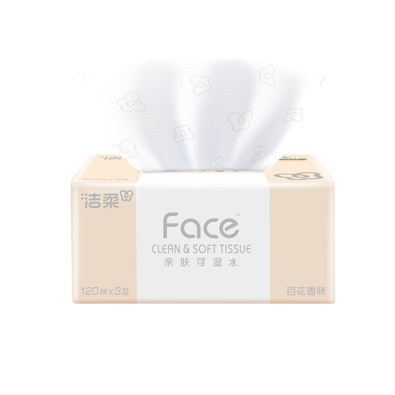 Clean and Soft Tissue Paper, Pink Face 3-layer 120 Tissues*6 pack, Wettable Water Tissue, Floral Fragrance, Fresh and Pleasant