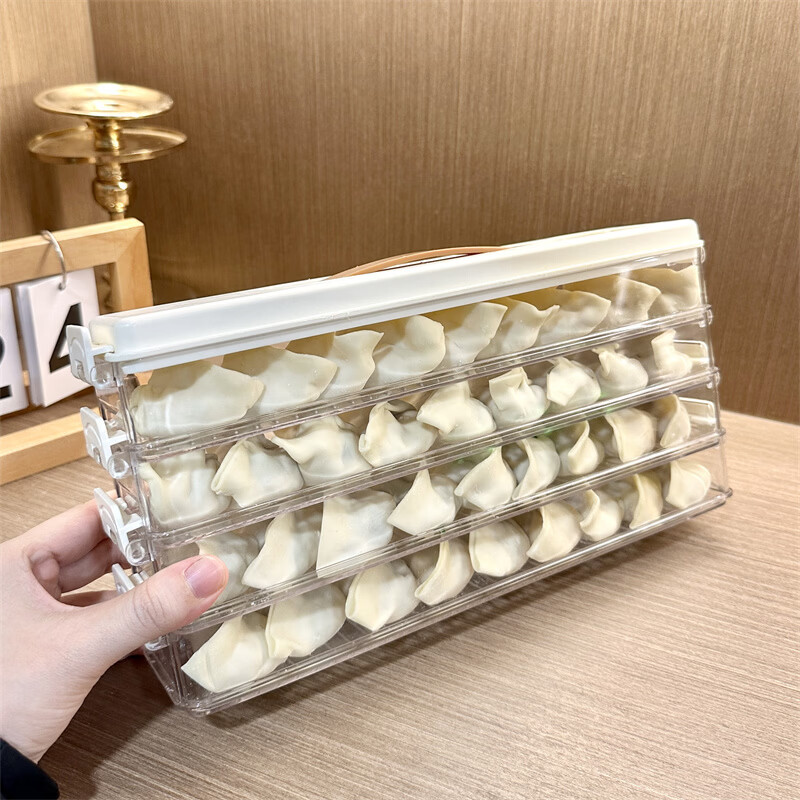 Shijanu refrigerator frozen dumpling box dumpling wonton fresh-keeping sealed storage household multi-layer food kitchen dedicated white single layer can hold 8-10 dumplings