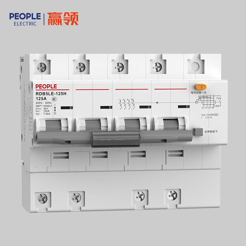 People's Electrical Appliances Leakage Circuit Breaker-125 80/100a High Current Leakage Protection Switch Main Gate 4p 125A