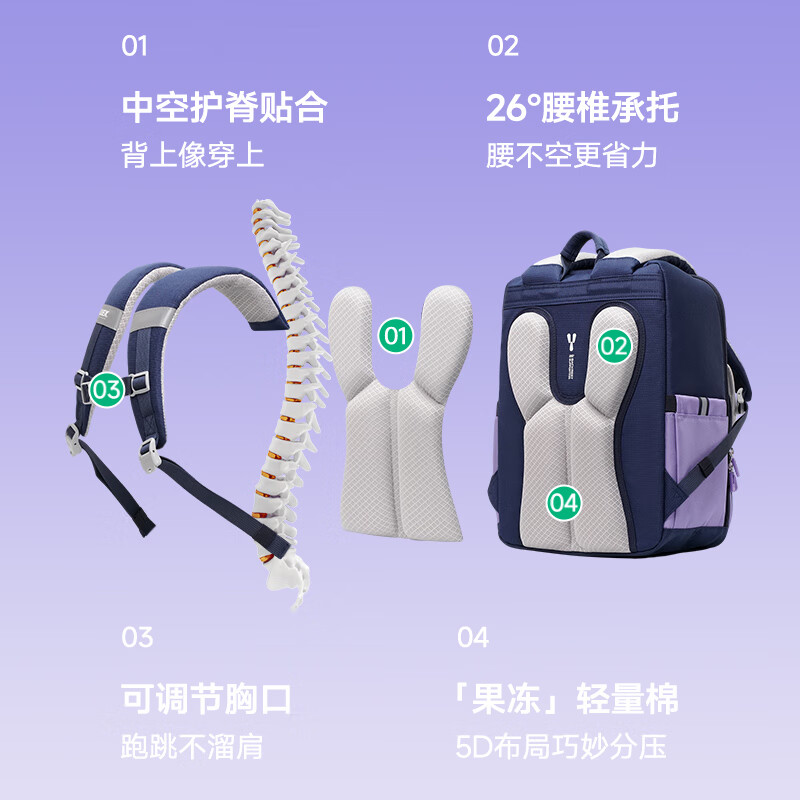 UEK primary school student school bag 1-2-3-4 grade lightweight spine protection children's school bag