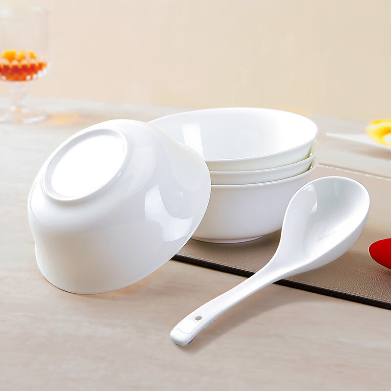 Sky Top bowls and plates ceramic tableware set bone china pure white household housewarming gift box packaging 6 servings 28 pieces