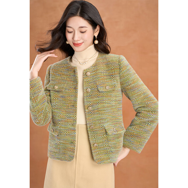 Kebel Xiaoxiangfeng imitation mink velvet quilted thickened coat for women 2025 new autumn and winter small versatile woolen coat M