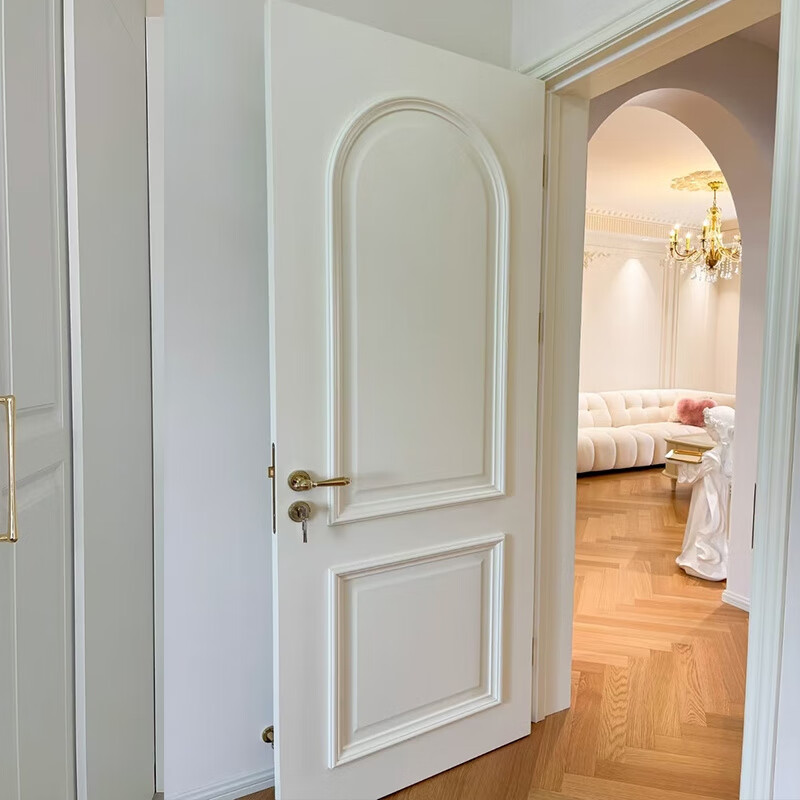 French solid wood paint door soundproof bedroom door custom whole house set villa wooden door walnut model A