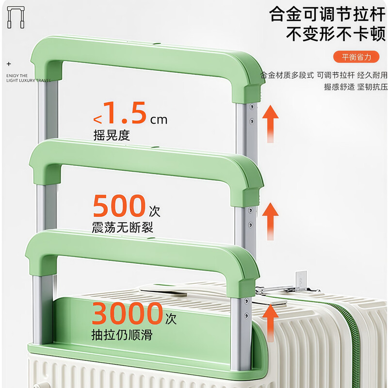 Woodpecker front-opening wide trolley suitcase for women, 37-point widened deep compartment password box, large capacity 28-inch 30-inch suitcase for men, milky white, double-layer explosion-proof zipper * charging port * water cup holder 20 inches small boarding case - peach skin lining - shock-absorbing brake rollers