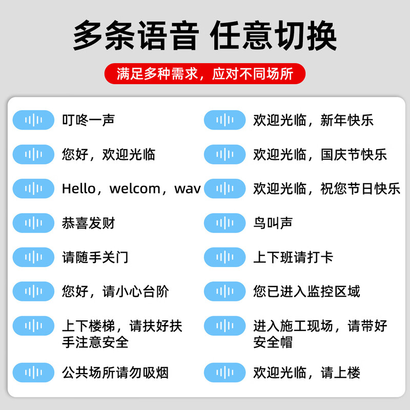 Huili's welcome voice prompter reminds people to come in, doorbell induction welcome device, small speaker, in-store announcer, recording and charging model