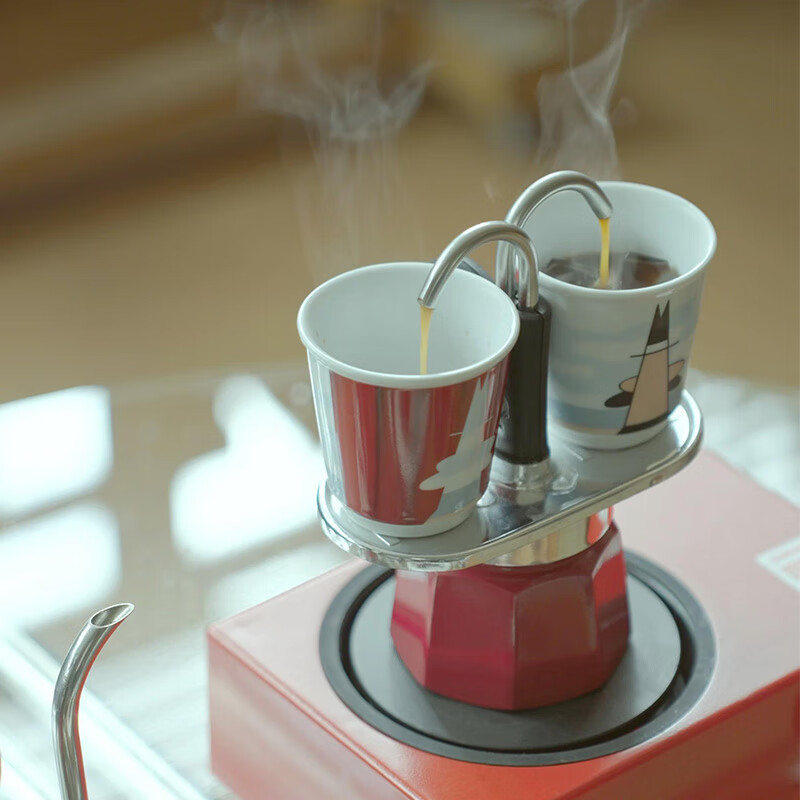 Bileti Double Enjoy Art Moka Pot Italian American Coffee Machine Home Hand-brewed Coffee Pot New Year Gift Artistic Style Red