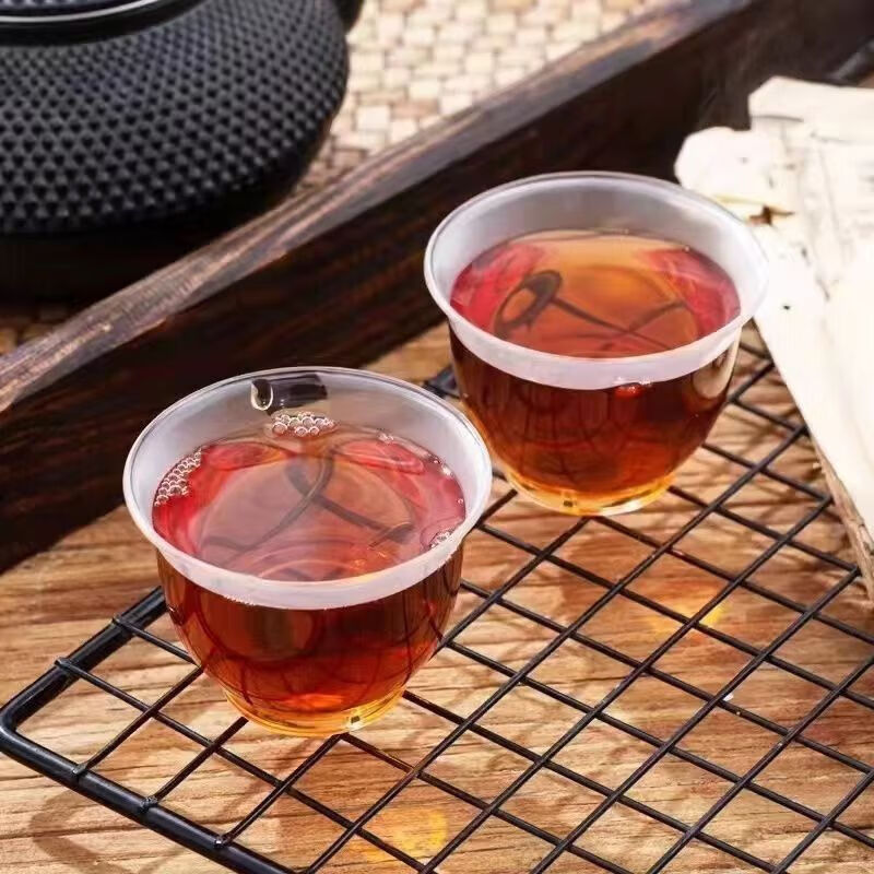 Meikejie Disposable Kung Fu Small Tea Cup Anti-scalding Thickened Magnolia Cup Master Cup Flower Tea Cup Transparent Tea Drinking Plastic Cup 36 Pack 60ml