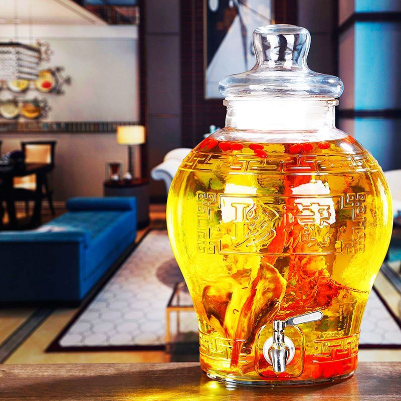 Zixi 5kg 10kg wine glass bottle with faucet, sealed and thickened household wine jar, special wine bottle, collection 5kg water capacity thickened bottle, no faucet, empty bottle