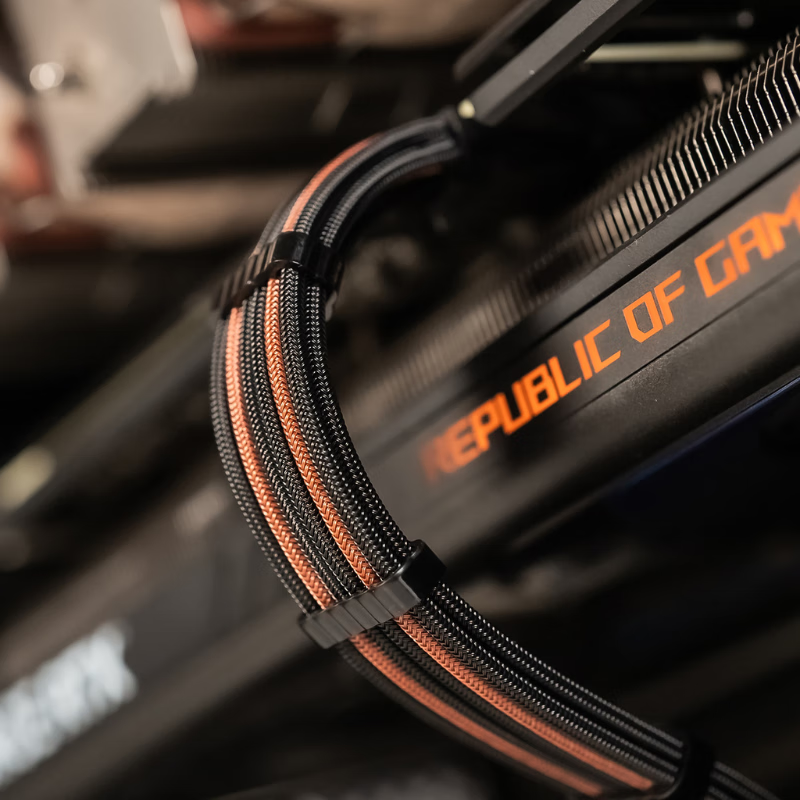 16Pin high-standard silver-plated graphics card power supply module cable, supports PCIE5.0 adapter and ARGB lighting custom cable, thick 16AWG braided cable - motherboard + CPU + graphics card