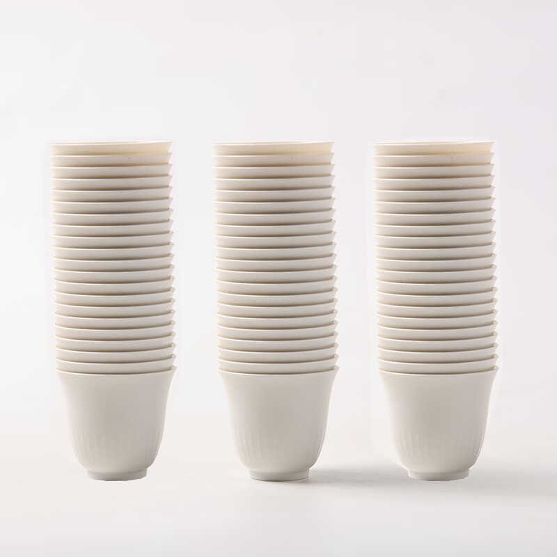 Disposable rice husk tea cup, environmentally friendly and thickened, high-end camping, heat-resistant and high-end dining rock tea green tea cup, rice husk white 55ml*50 pieces