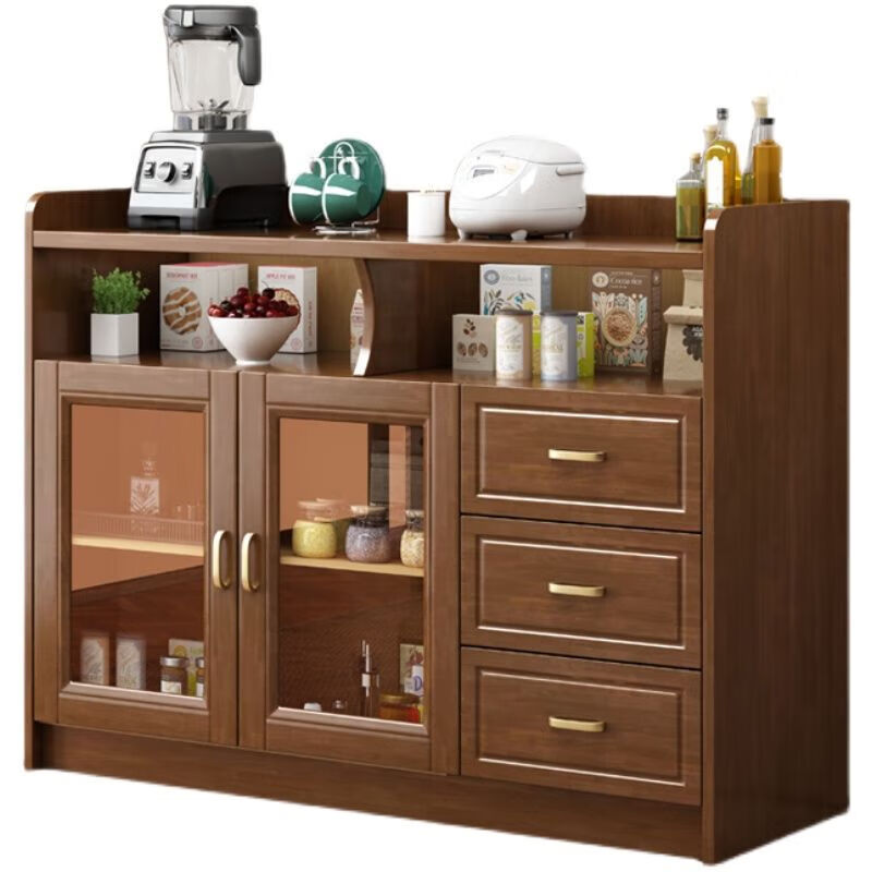 FANCYCHIC solid wood sideboard multi-function wall wine cabinet modern living room dining room office tea cabinet storage rack storage cabinet 8511.3 meters walnut color double door