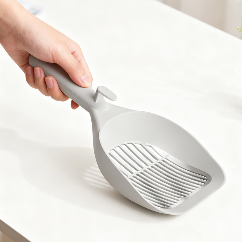 Leyoupai stainless steel cat litter shovel large cat poop shovel with small holes and fine holes strip hole poop shovel artifact special for cat litter gray