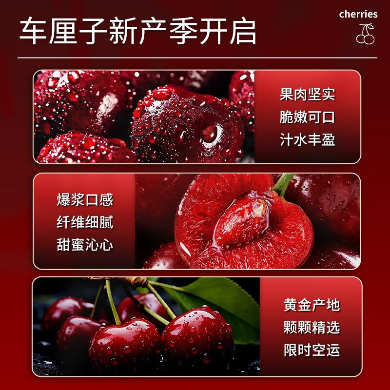 Youyi Chilean cherries, imported cherries, JD SF Express next-day delivery in many places, fresh fruits for pregnant women, New Year gift box, 5 pounds (net weight) 3JJJ grade, single fruit 30-32mm