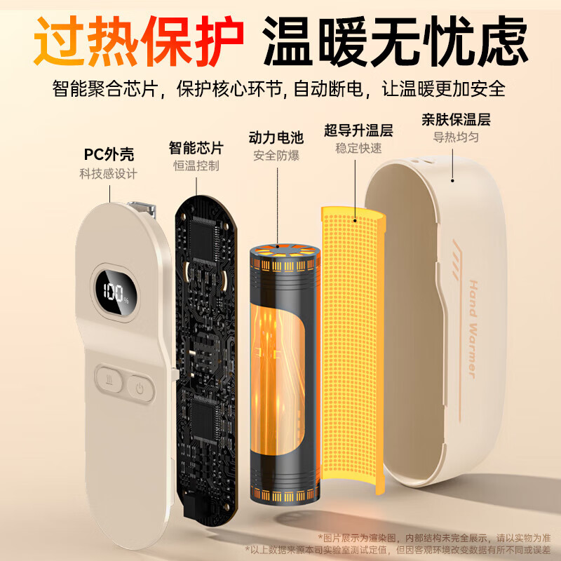 Stike five-speed adjustable hand warmer magnetic split type self-heating two-in-one hand warmer mini carry-on birthday and Christmas gift for girlfriend and wife fruit green