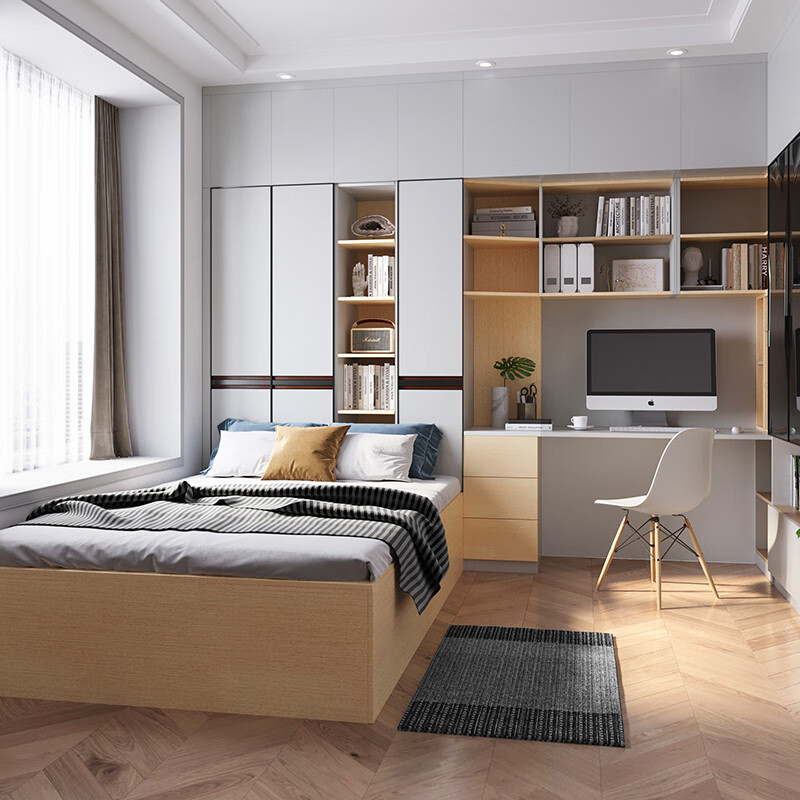 The shopkeeper in the whole house customized tatami bedroom wardrobe integrated Japanese platform bed children's room tatami bed cabinet Yuan/1, photographed