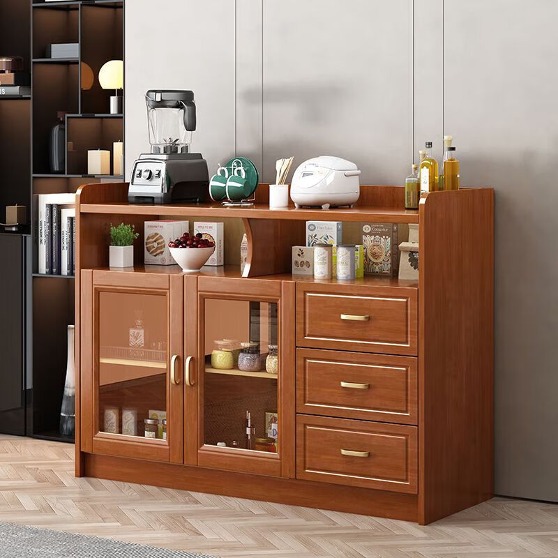 FANCYCHIC solid wood sideboard multi-function wall wine cabinet modern living room dining room office tea cabinet storage rack storage cabinet 8511.3 meters walnut color double door