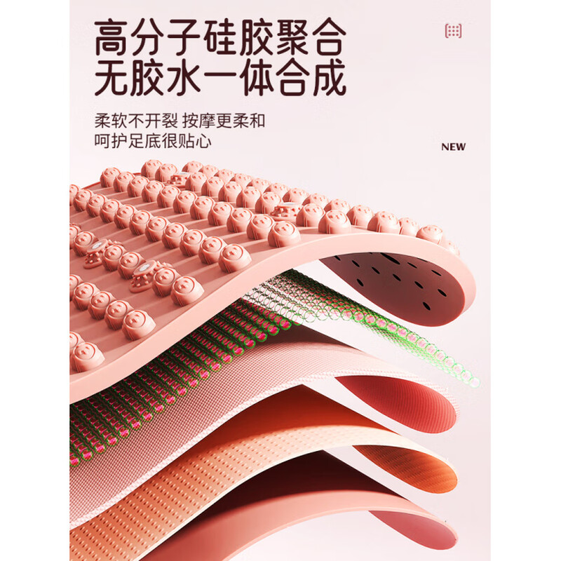 He Jiagong Soft Silicone Jogging Acupressure Board Foot Massage Foot Pads to Open Meridians Indoor Running in Place for Weight Loss Pink Larger and Widener (75*45cm) Newly Upgraded Solid Liquid Silicon
