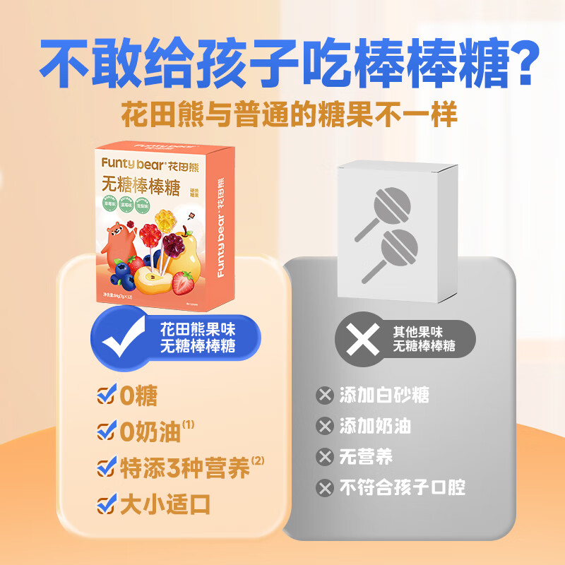 Flower Field Bear Sugar-Free Lollipop Blueberry Lutein Snow Pear Autumn Pear Fruity VC Candy Children's Pear Paste No White Sugar 1 Box Takeaway 3 Flavors 1 Box