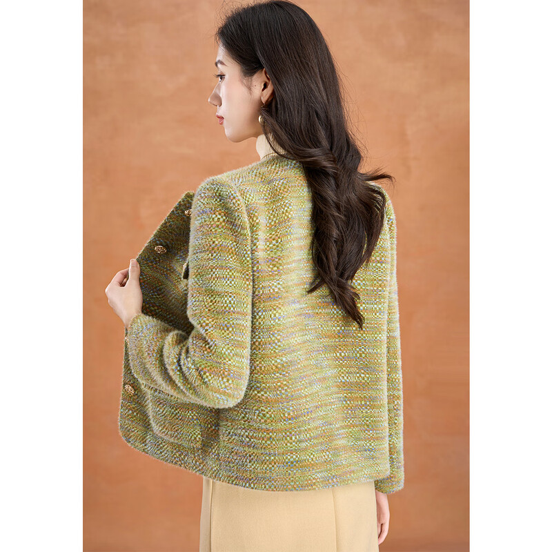 Kebel Xiaoxiangfeng imitation mink velvet quilted thickened coat for women 2025 new autumn and winter small versatile woolen coat M