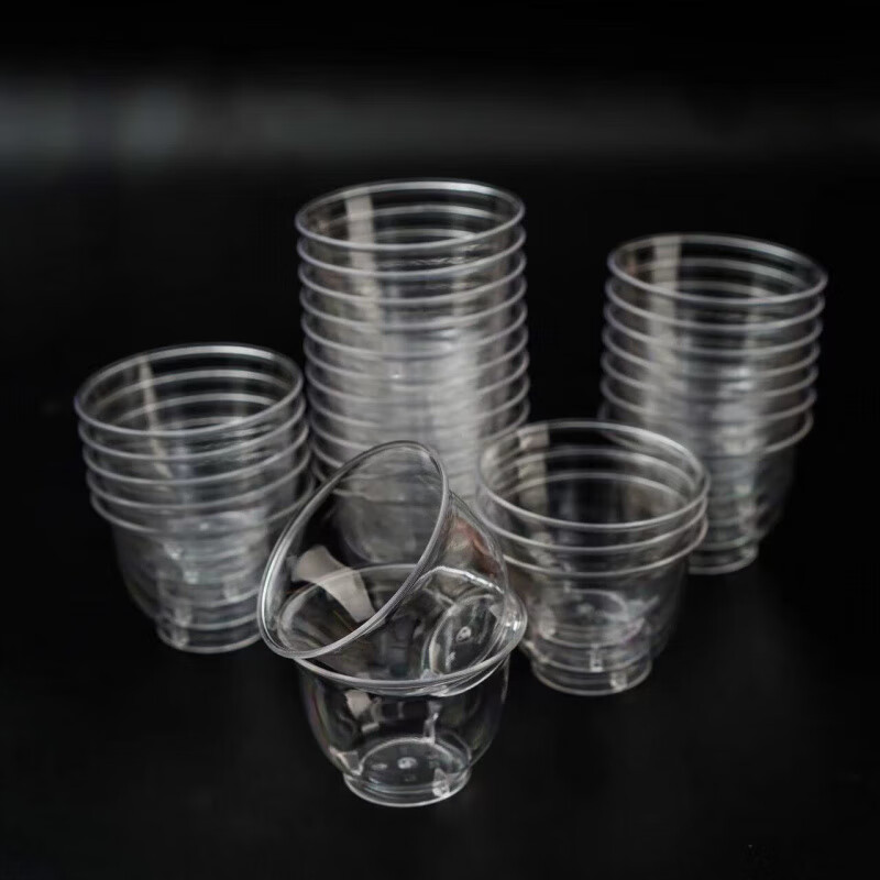 Meikejie Disposable Kung Fu Small Tea Cup Anti-scalding Thickened Magnolia Cup Master Cup Flower Tea Cup Transparent Tea Drinking Plastic Cup 36 Pack 60ml