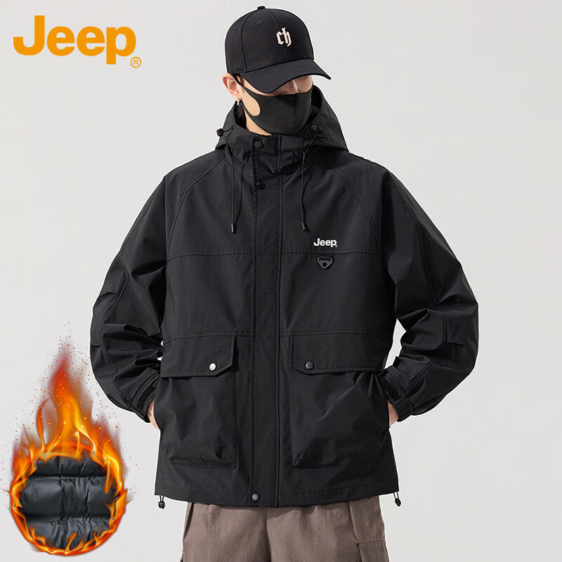 JEEP Jeep thickened jacket men's cotton jacket winter casual loose jacket men's military green cotton XL