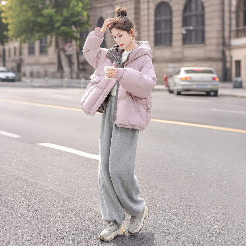 Sibaishe 90 velvet loose down jacket for women 2025 winter new style hooded long-sleeved single-breasted casual jacket