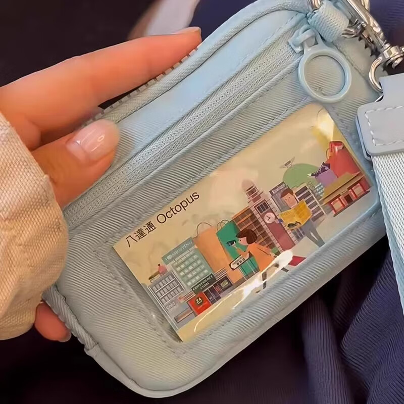 Card bag document storage bag women's portable coin purse card holder driver's license new wallet all-in-one portable large capacity ice blue waterproof material high quality