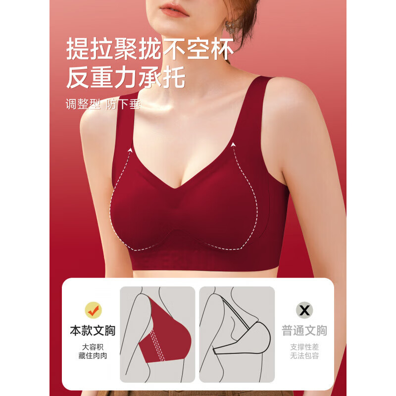 Fenton underwear for women's birth year red seamless push-up wedding bridal panties and socks set bra 2026 is the year of the horse, foundation skin, pull-up and push-up, side breast reduction M 90-110 pounds 34/75ABC