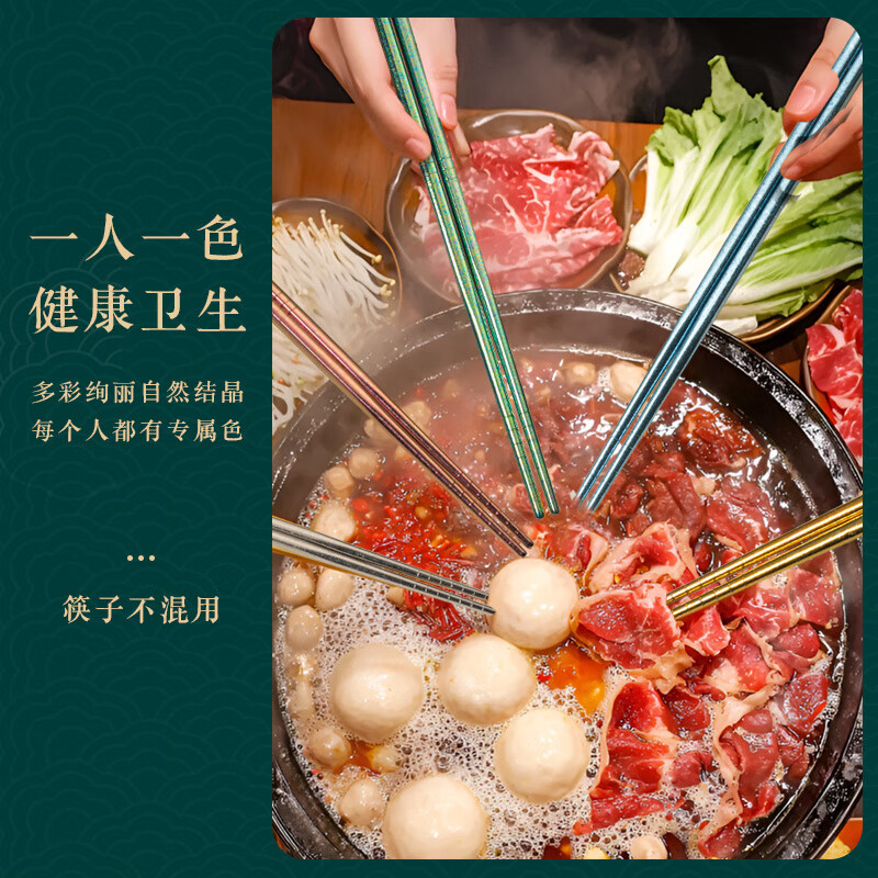 WCZ German pure titanium chopsticks for home use 2025 new anti-slip healthy chopsticks pure titanium anti-mildew chopsticks exclusive pack-color 10 pairs