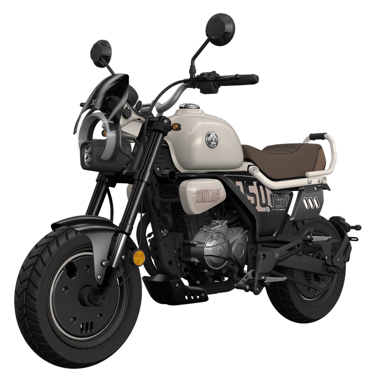 Zongshen Bear 150 Dundun fuel motorcycle trendy ride for men and women novice entry-level mini street car Time White