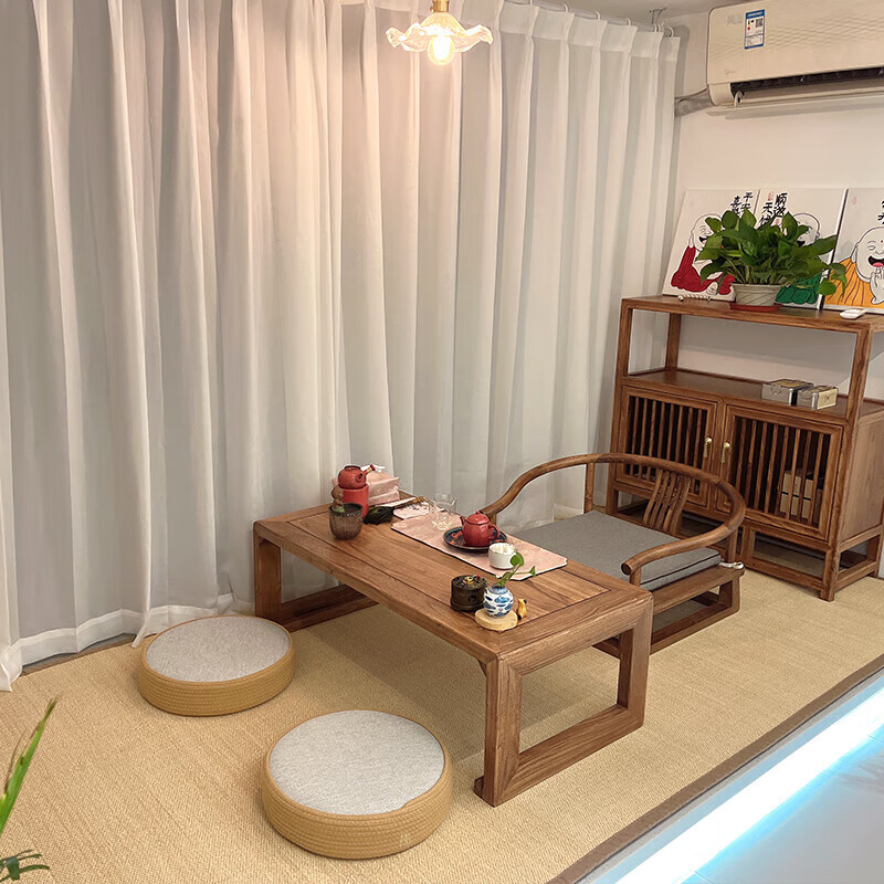 He Jiagong Japanese-style bamboo floor mat tatami kang mat bamboo mat bedside mat summer floor mat living room tea room carpet solid wood color 1.5 cm thickness 150*50CM