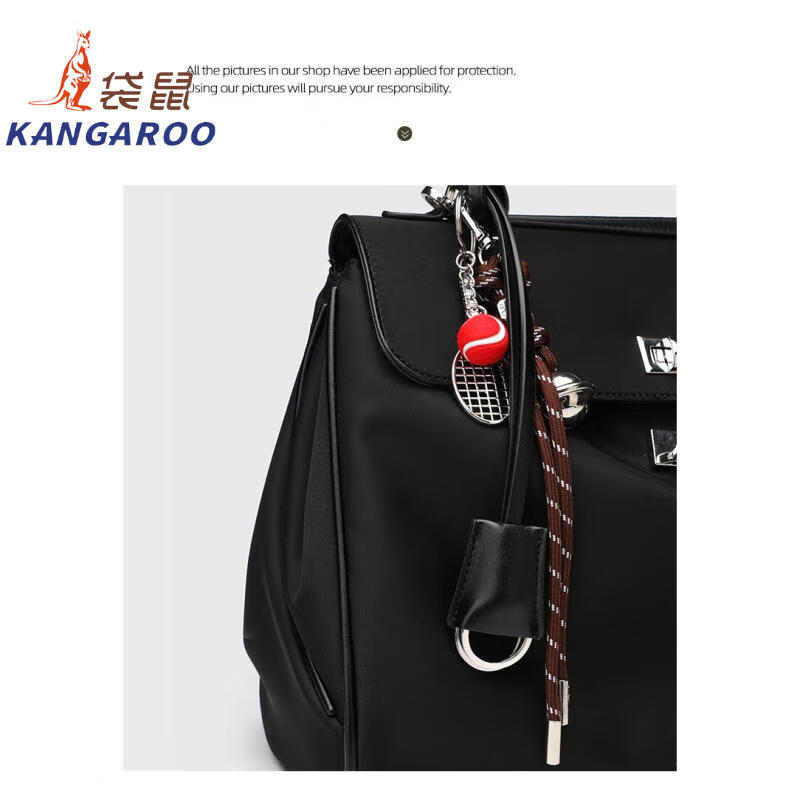 Kangaroo (KANGAROO) launches new Kelly single-shoulder nylon leather handbag for women, armpit lock buckle design commuting tote large capacity simple bag, black medium size (35) (without accessories)