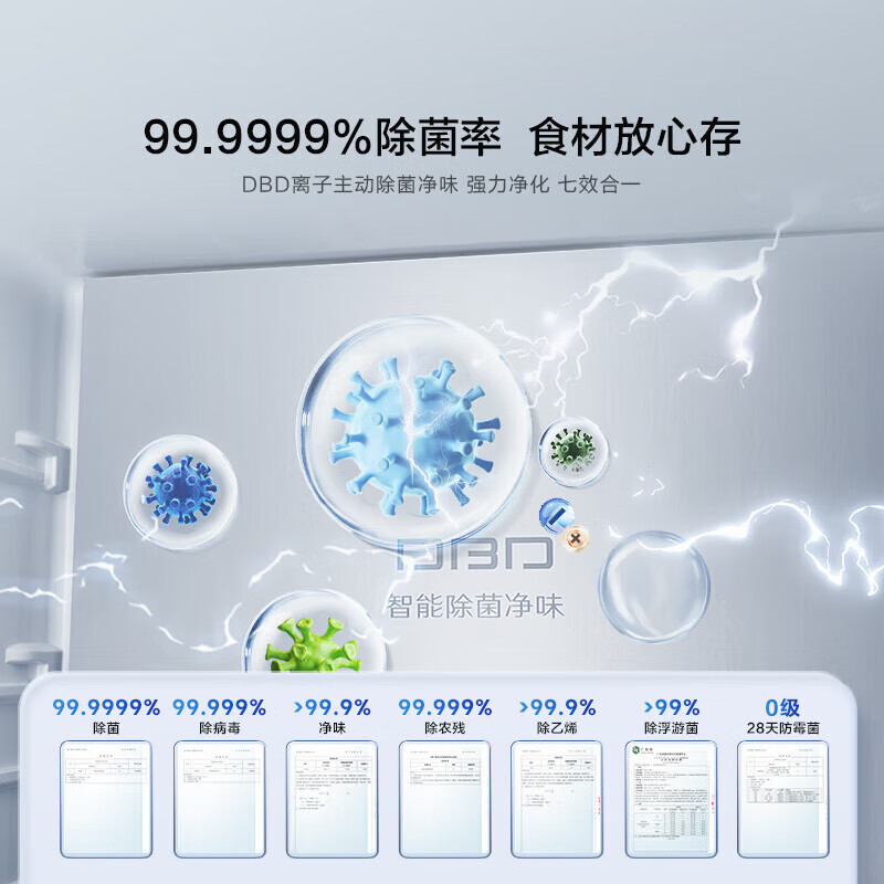 Hisense 411 liter thin zero embedded small apartment four-door French multi-door first-class energy efficiency air-cooled frost-free home appliance trade-in BCD-411S3FZKQD DBD ion automatic sterilization 411 French