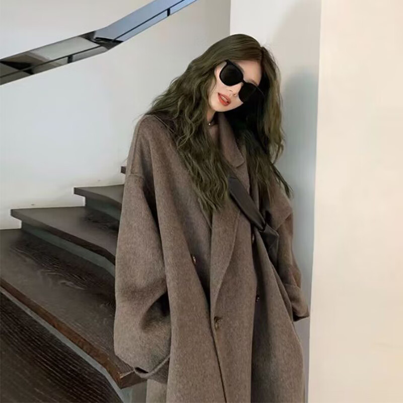 Cotton plus velvet and thickened woolen coat for women in autumn and winter new high-end small medium-length casual coat top 9809-1 gray plus velvet high quality L 110-125 catties