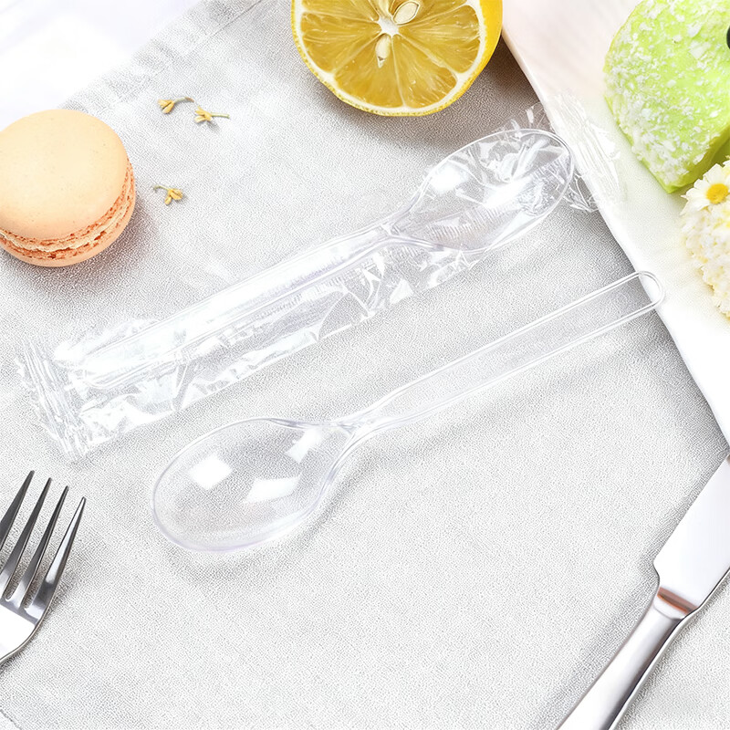Jiamo disposable spoons 50 individually packed thickened soup spoons rice spoons plastic table spoons dessert spoons takeaway packaging spoons
