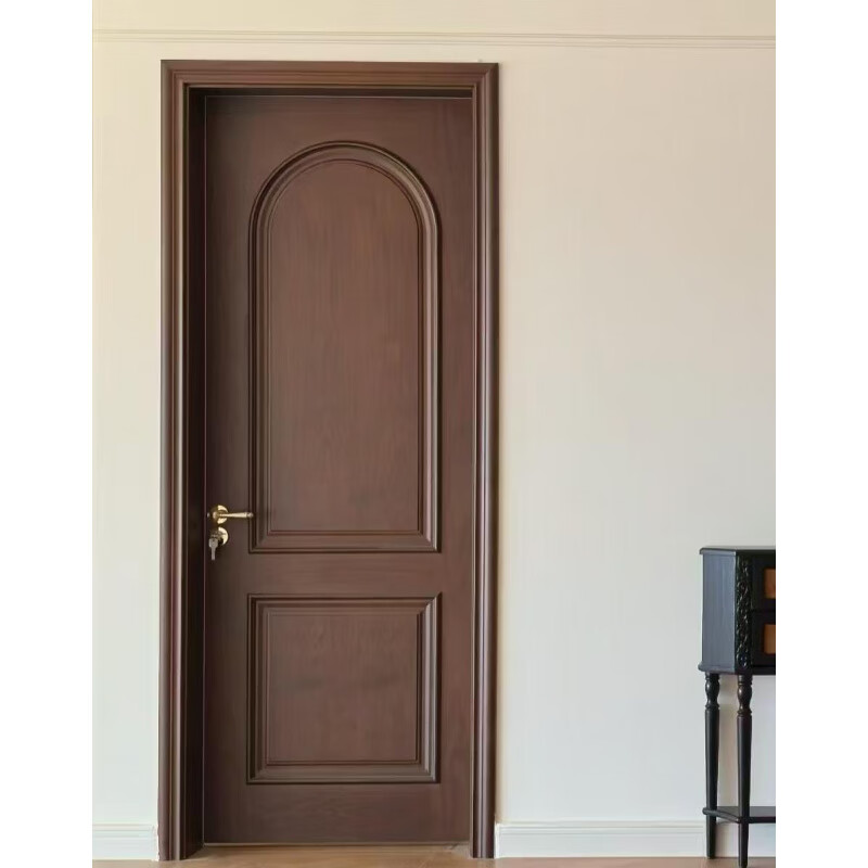 French solid wood paint door soundproof bedroom door custom whole house set villa wooden door walnut model A