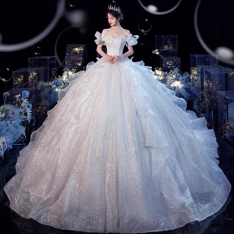 Wei Lianmenglan main wedding dress 2025 new bridal texture French light heavy industry trailing women small niche light luxury floor-length wedding dress eight-piece set L recommendation 160168c10