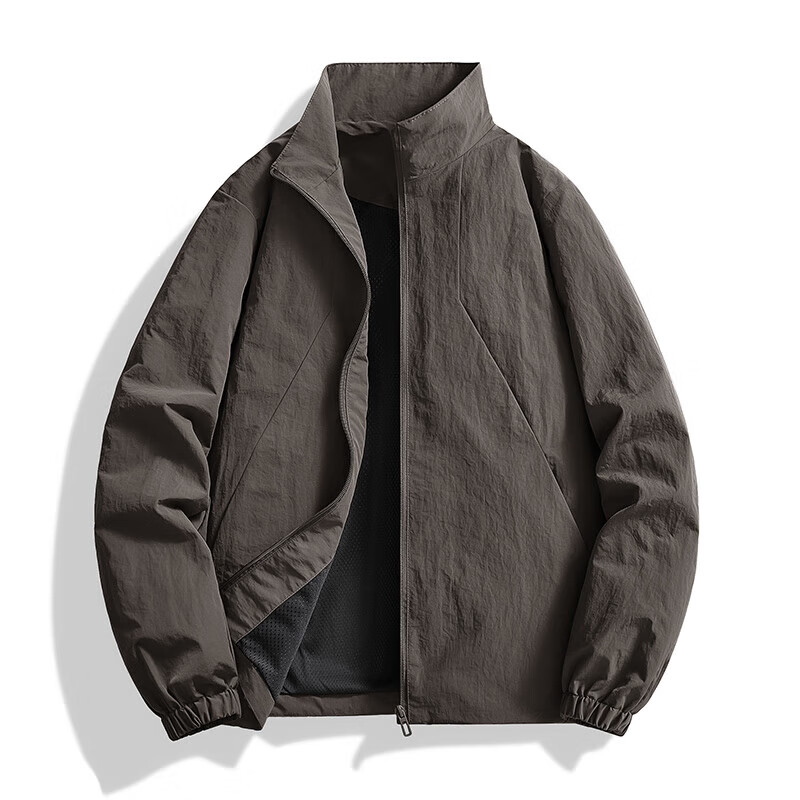 Cotton Spring and Autumn Work Jacket Men's Stretch Waterproof Outdoor Jacket Stand Collar Jacket Nylon High Quality Jacket Coffee 2XL