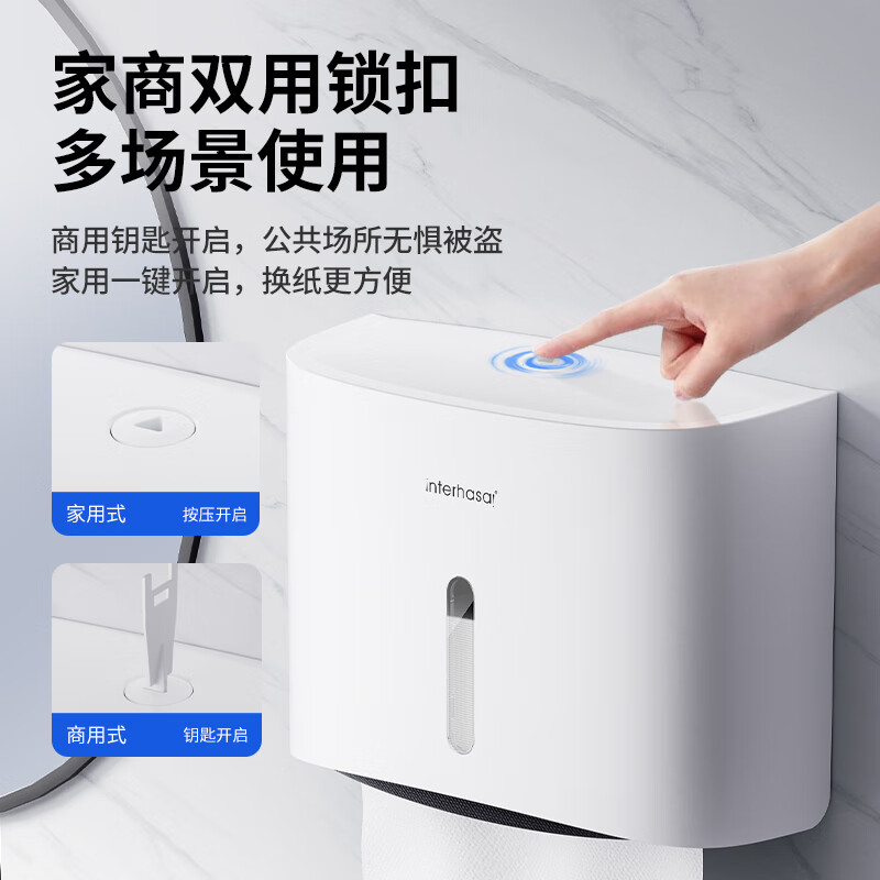 Interhasa (interhasa!) E6015 hand towel box wall-mounted sanitary napkin tissue box toilet paper box kitchen dryer paper box punch-free white