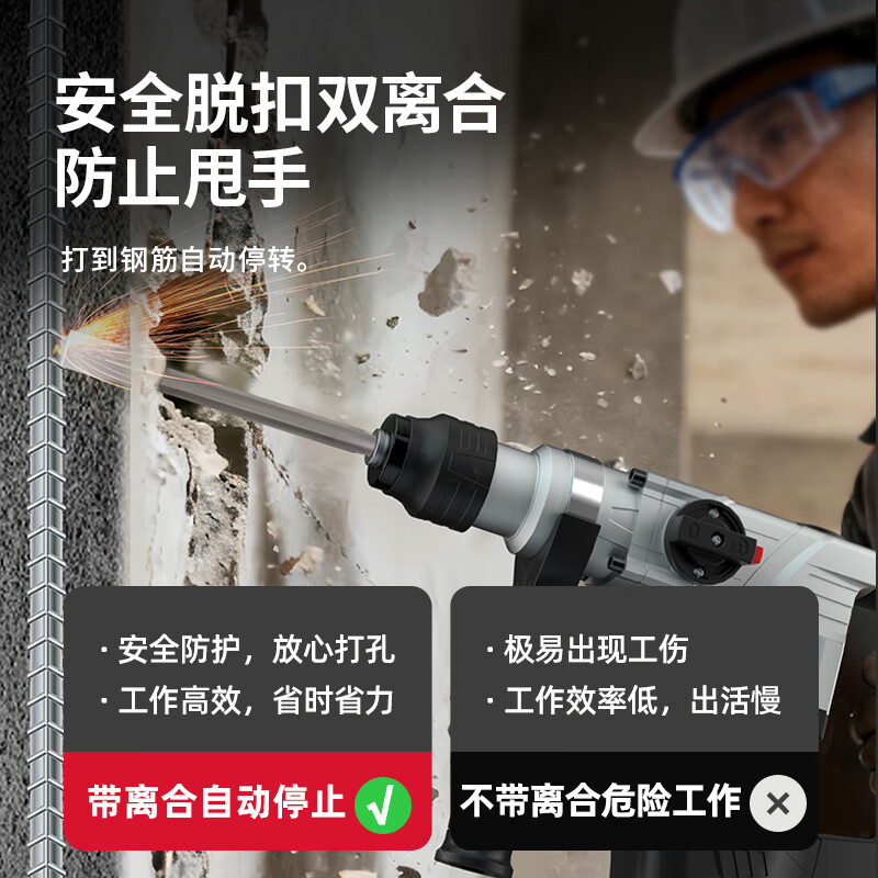 Delixi Electric Electric Hammer Electric Pickaxe Drill Multifunctional Impact Drill Household High Power Concrete Industrial Grade Electric Pickaxe 1050W