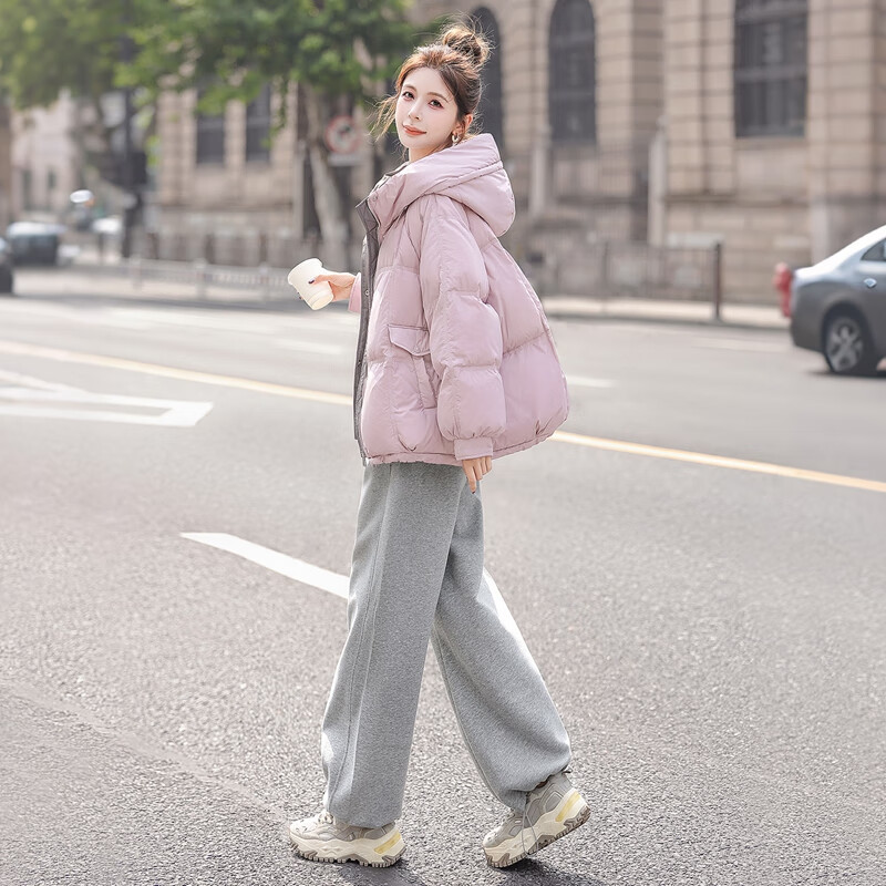 Sibaishe 90 velvet loose down jacket for women 2025 winter new style hooded long-sleeved single-breasted casual jacket