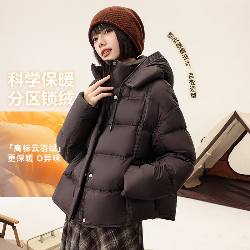 SNOWFLYING Women's Down Jacket 2025 Winter Puff Hooded Turtle Back Warm Bread Jacket Black M