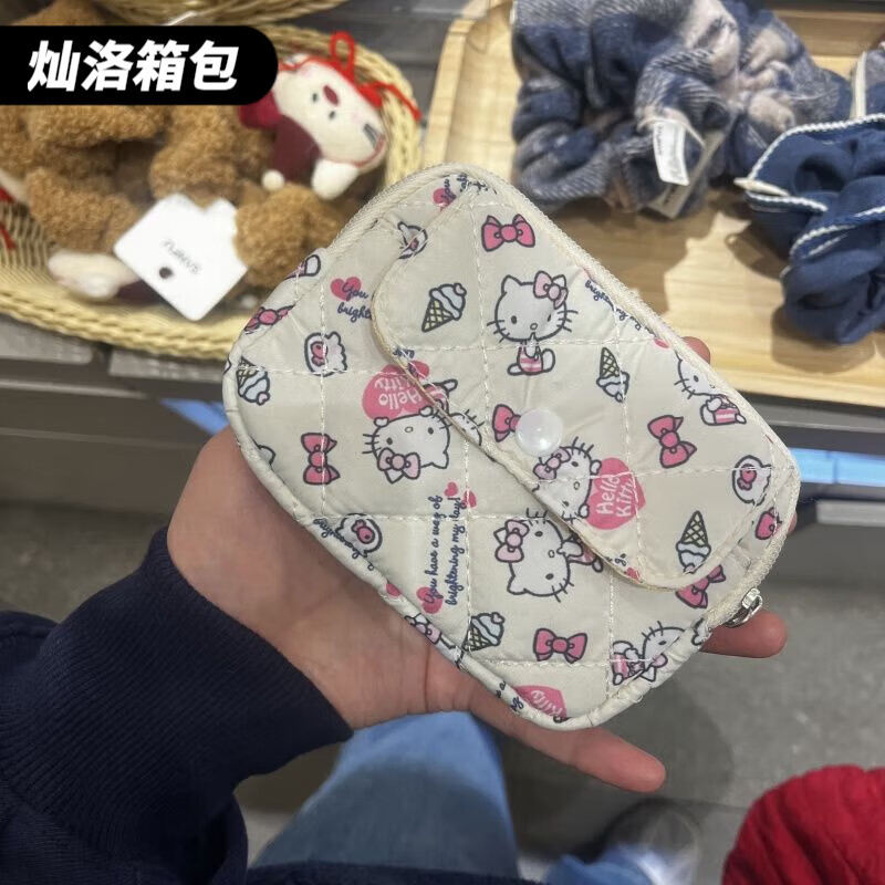 Ye Yu 2025 new KT cat small card bag, versatile and high-looking coin purse, headphone bag, key bag, CCD storage bag, off-white