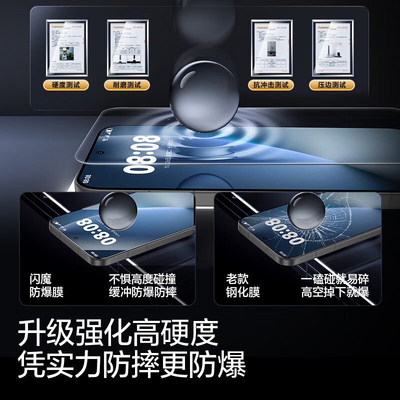 Flash Magic is suitable for Honor magic8 tempered film, mobile phone film, explosion-proof, anti-fingerprint, anti-blue light, free mobile phone protective film, lens film, enhanced version | explosion-proof, anti-fingerprint, 2 pieces + artifact, Honor magic8, guaranteed compensation if damaged