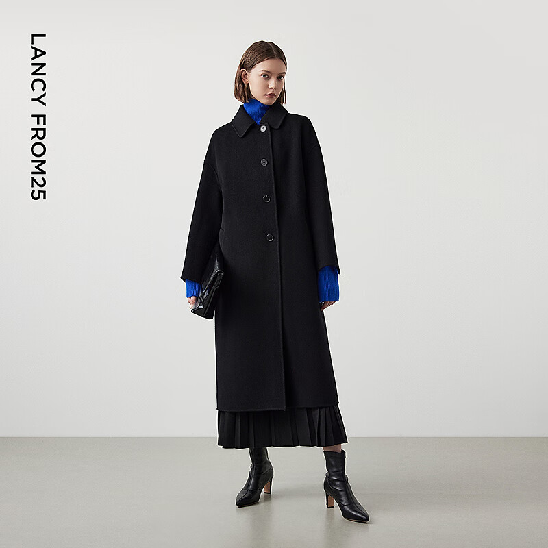 Langzi wool lapel double-sided woolen coat mid-length woolen coat
