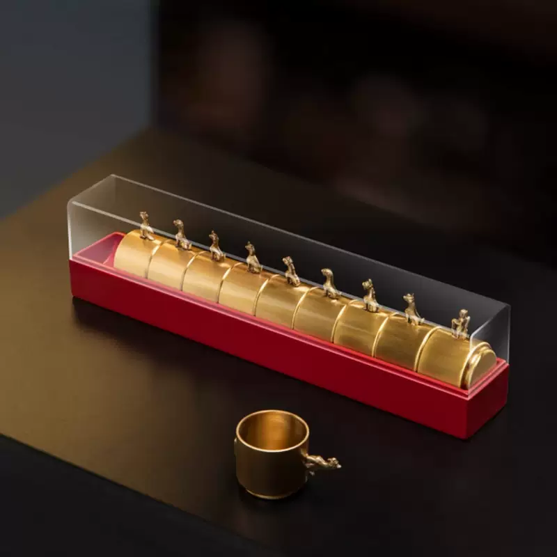Yusen recalls the cultural creation of the Forbidden City, Japanese and Japanese ridge beast brass white wine glasses and wineware set, high-end gift box, Father’s Day gift, and Japanese bottles