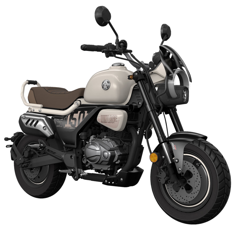 Zongshen Bear 150 Dundun fuel motorcycle trendy ride for men and women novice entry-level mini street car Time White